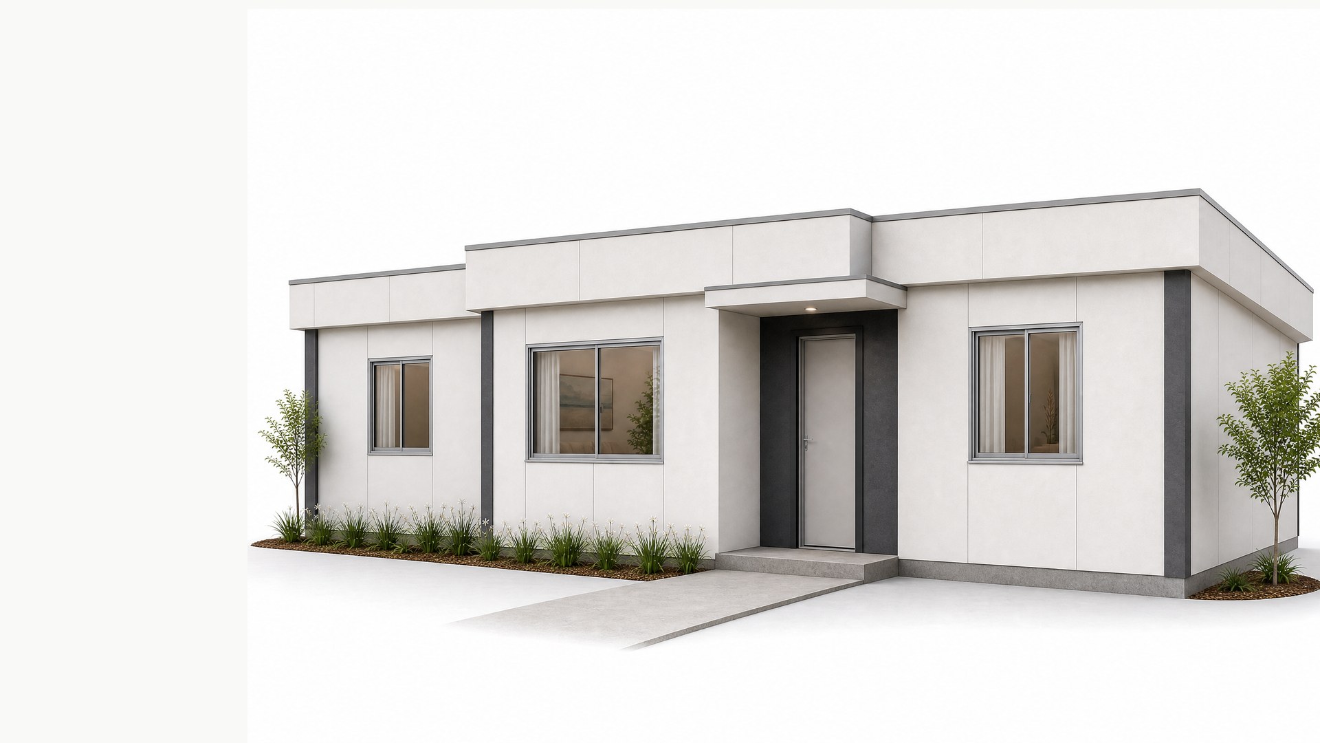 Casa térrea industrializada Total Kit com fachada contemporânea
